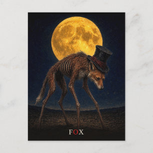 Carte Postale Renard chapeau haut de forme gothique Surréaliste