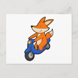 Carte Postale Renard comme Biker avec Scooter