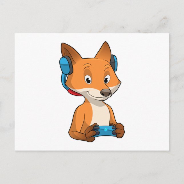 Carte Postale Renard comme joueur avec Joystick (Devant)