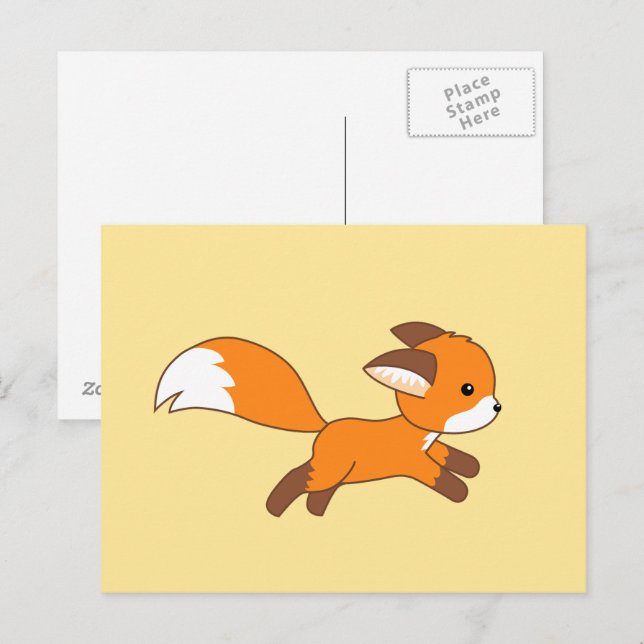 Carte Postale Renard courant mignon (Devant / Derrière)