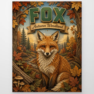 Carte Postale Renard de la forêt automnale POPCUT