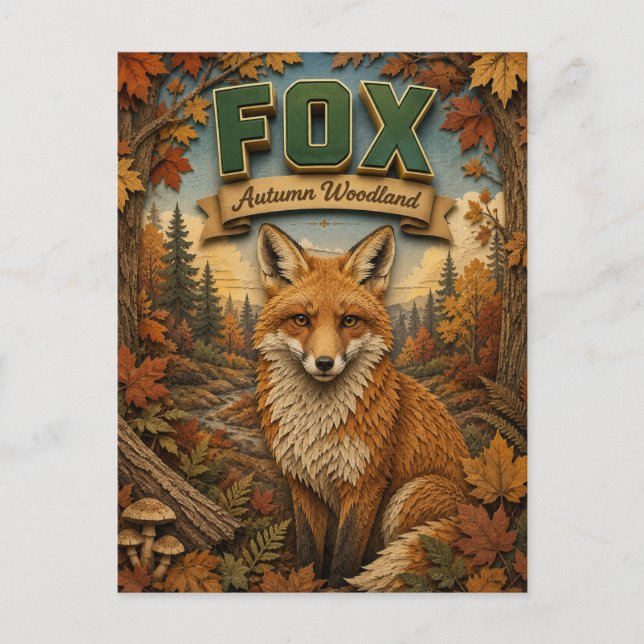 Carte Postale Renard de la forêt automnale POPCUT (Devant)