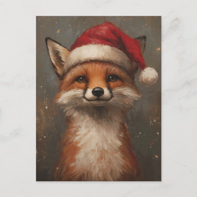 Carte Postale Renard de Noël festif et mignon à Santa Hat (Devant)