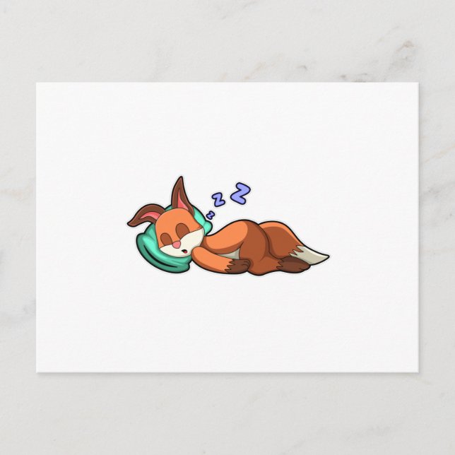 Carte Postale Renard dormant avec un oreiller (Devant)