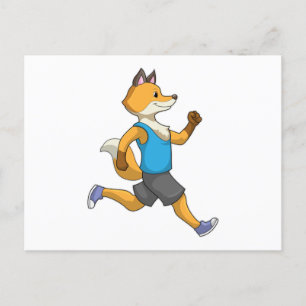 Carte Postale Renard en coureur sur tapis roulant
