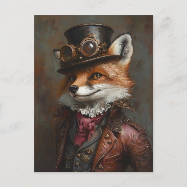Carte Postale Renard en vapeur portant des lunettes (Devant)