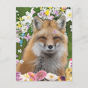 Carte Postale Renard Fairytale dans le champ des fleurs