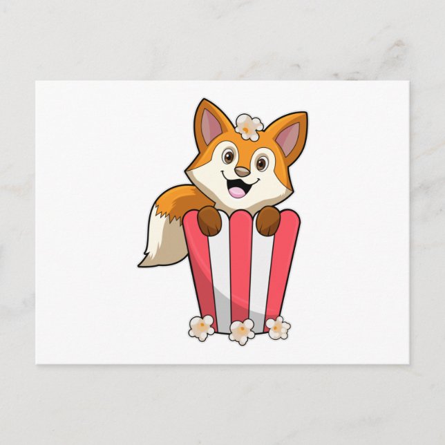 Carte Postale Renard mangeant du pop-corn (Devant)