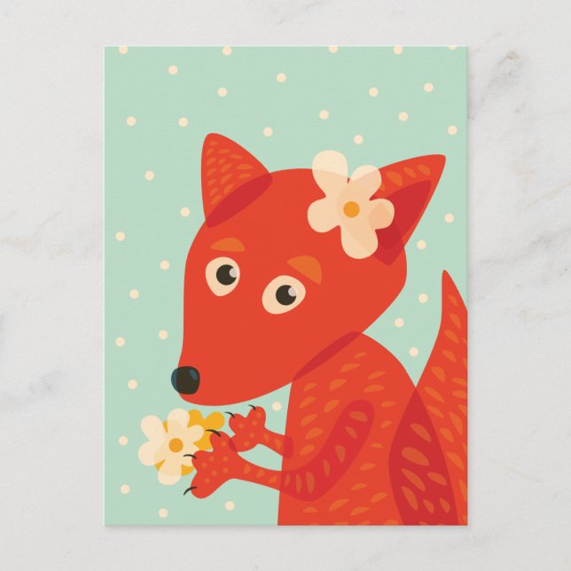 Carte Postale Renard mignon animal Kawaii (Devant)