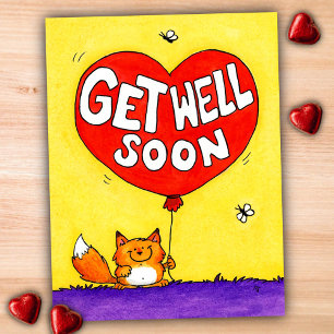 Carte Postale Renard Mignon Prompt Rétablissement 