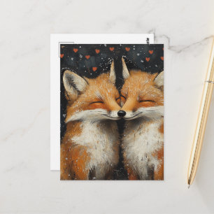 Carte Postale Renard Rouge Adorable Amoureux