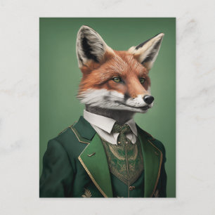 Carte Postale Renard rouge dans un costume vert St. Patrick's Da