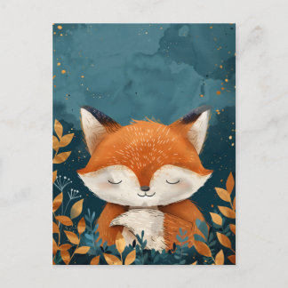 Carte Postale Renard rouge Whimsical et mignon dormant