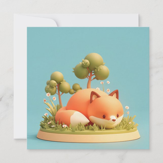 Carte postale Renard roux 3D style argile forêt pr (Devant)