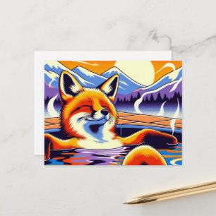 Carte Postale Renard roux décontracté dans un bassin de source c