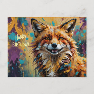 Carte Postale Renard souriant heureux - Joyeux Anniversaire 