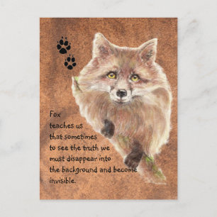 Carte Postale Renard, Totem animal, Guide de l'esprit, Symbole