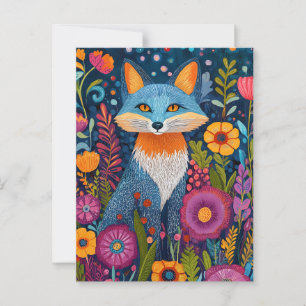 Carte Postale Renard Vibrant Point Art Au Milieu De Flore Luxuri