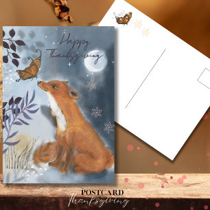Carte Postale Renard Whimsical & Papillon Mystical Thanksgiving