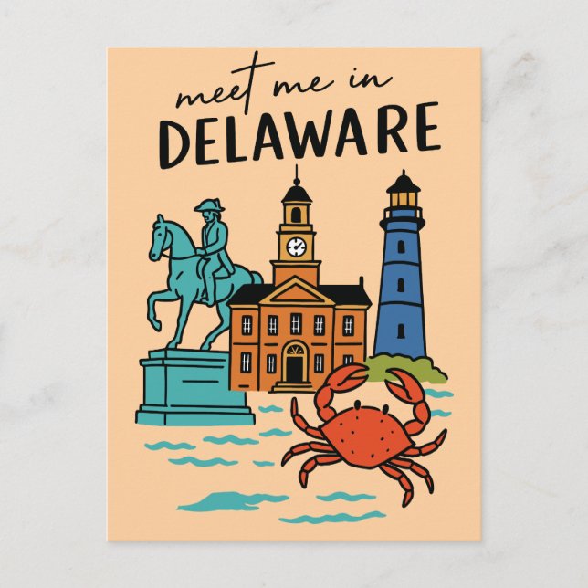 Carte Postale Rencontre à Delaware Dover Histoire Côtière Crabe (Devant)
