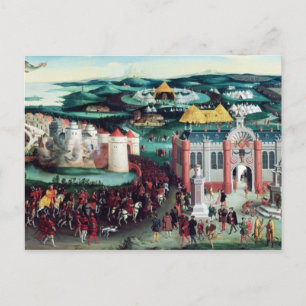 Carte Postale Rencontre au champ du tissu d'or