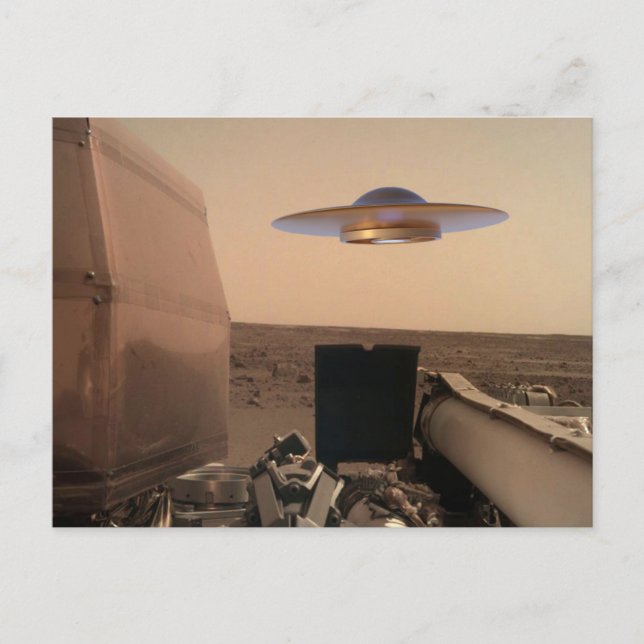 Carte Postale Rencontre avec la soucoupe UFO Alien Mars InSight (Devant)