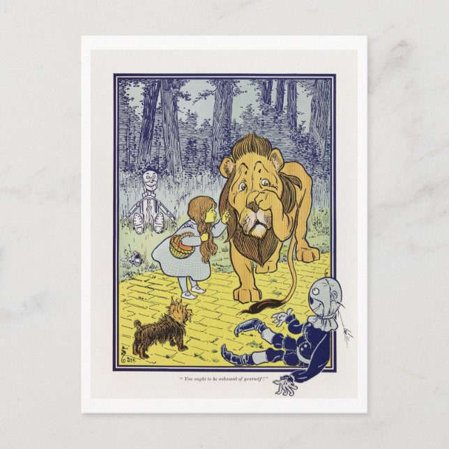 Carte Postale Rencontre avec l'Assistant Lion Cowardly d'Oz (Devant)