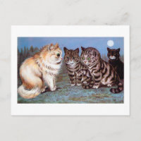 Rencontre de chatons au clair de lune, Louis Wain