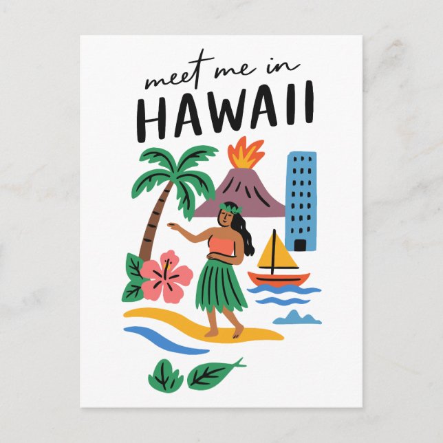 Carte Postale Rencontre-moi à Hawaï Danseuse de hula tropicale d (Devant)
