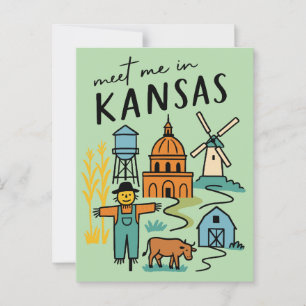 Carte Postale Rencontre-moi dans le Kansas Vieille Prairie Vie d