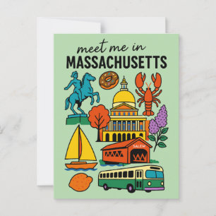 Carte Postale Rencontre-moi dans le Massachusetts Homard Rétro d