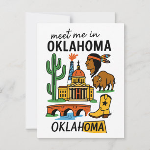 Carte Postale Rencontre-moi dans l'Oklahoma Cowboy Amérindien Pé