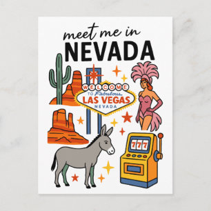 Carte Postale Rencontre-moi dans Nevada Las Vegas Showgirl Âne