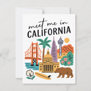 Carte Postale Rencontre-moi en Californie Golden Gate Bear Surf