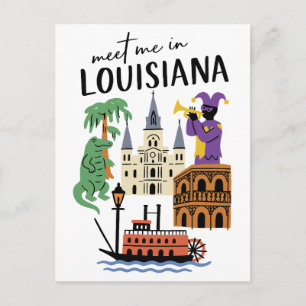 Carte Postale Rencontre-moi en Louisiane Mardi Gras Alligator Ja