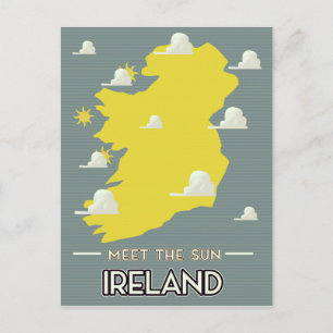 Carte Postale Rencontrez l'affiche de voyage vintage Sun Ireland
