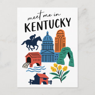 Carte Postale Rencontrez-Moi Dans Le Kentucky État Vintage Blueg