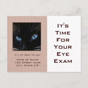 Carte Postale Rendez-vous à l'examen des yeux Rappel Blue Cat Ey
