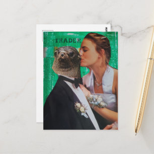 Carte Postale Rendez-vous de bal surréaliste Collage de médias m
