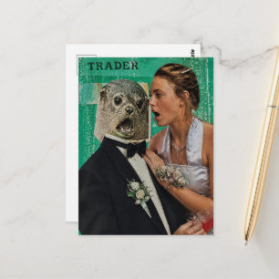 Carte Postale Rendez-vous de bal surréaliste en collage multiméd