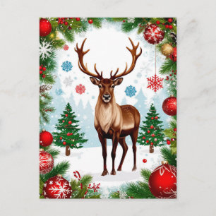 Carte Postale Rennes de fête dans une scène hivernale enneigée