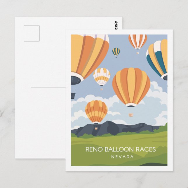 Carte Postale Reno Balloon Race Nevada Travel Place Illustration (Devant / Derrière)