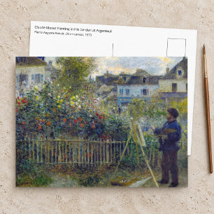 Carte Postale Renoir - Claude Monet peignant dans son jardin