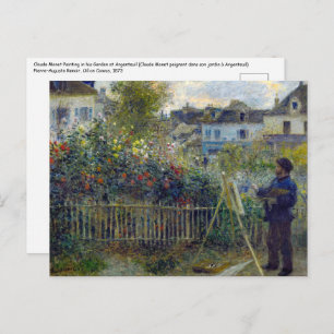 Carte Postale Renoir - Claude Monet Peinture dans son jardin