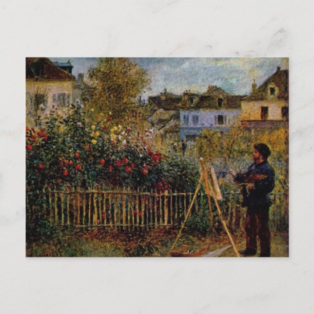 Carte Postale Renoir Claude Monet Peinture dans son jardin à Arg (Devant)