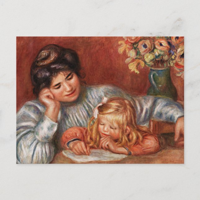 Carte Postale Renoir - Cours d'écriture, célèbre peinture (Devant)