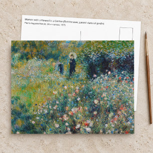 Carte Postale Renoir - Femme au parasol dans un jardin