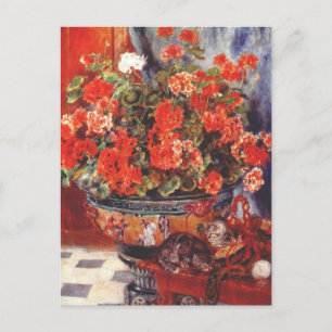 Carte Postale Renoir, Geraniums et Chats