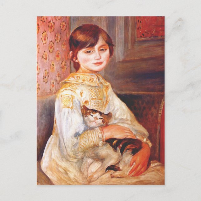 Carte Postale Renoir Girl with Cat Postcard (Devant)