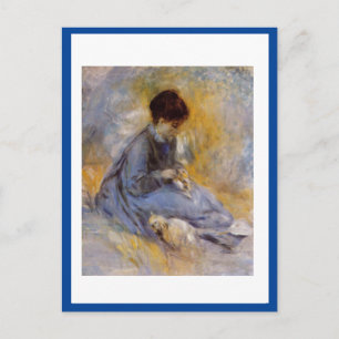 Carte Postale Renoir, Jeune femme avec chat,
